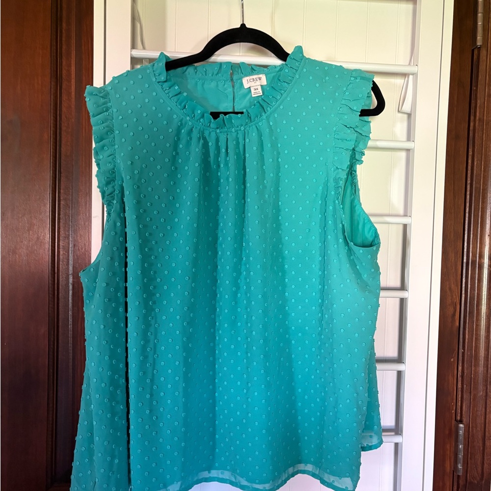 J Crew Factory 3x Teal Tank Top with High Collar